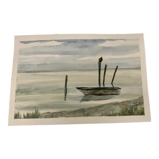 "Under Surveillance" Contemporary Signed Original Seascape Watercolor Painting For Sale