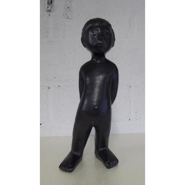 1960s Ceramic Boy Sculpture attributed to Elie Van Damme for Perignem, 1960s For Sale - Image 5 of 15