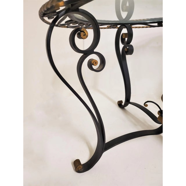 1940s French Wrought Iron Glass Top Coffee Table, Attributed to Poillerat For Sale - Image 12 of 13