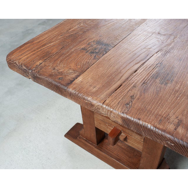 Monumental French Arts Crafts Oak Farmhouse Dining Table 9.5 Ft For Sale - Image 12 of 16