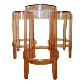 Kartell Charles Ghost Stools by Phillpe Stark- Set of 3 For Sale