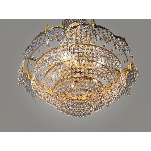 Traditional Large Vintage Empire Style French Cascading Chandelier For Sale - Image 3 of 7