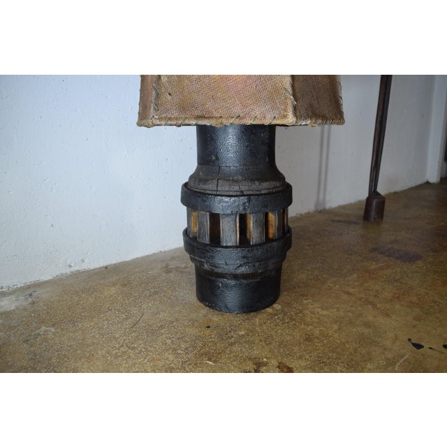 Brutalist Oak Floor Lamp, 1930s For Sale - Image 4 of 8