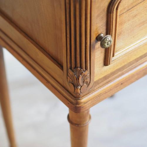 Stone Antique French Bedside Table with Marble and Porcelain Top, 1890s For Sale - Image 7 of 17