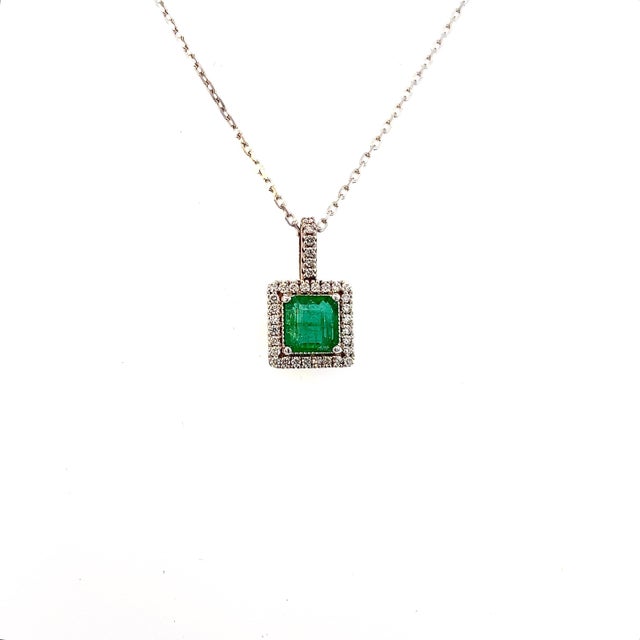 Natural Emerald Diamond Pendant 18" 14k WG 2.05 TCW Certified For Sale In New York - Image 6 of 11