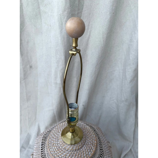 1980s Asian Hexagon Woven Rattan Table Lamp For Sale - Image 9 of 10