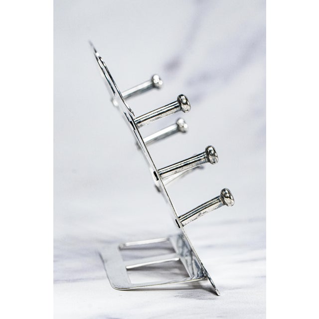 1900 - 1909 Rare Tiffany & Co. Antique Sterling Silver 1902 Year Cut Out Fountain Pen Rest Stand Desk For Sale - Image 5 of 11