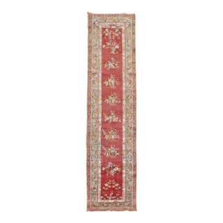 Fine Red Floral Turkish 20th Century Runner For Sale