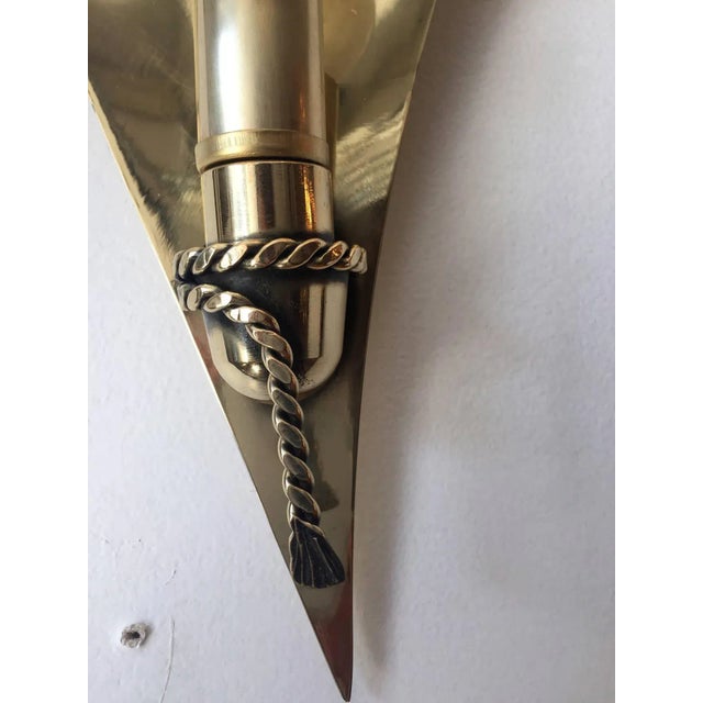 Brass Large 1970s French Sculptural Sconces - a Pair For Sale - Image 8 of 11
