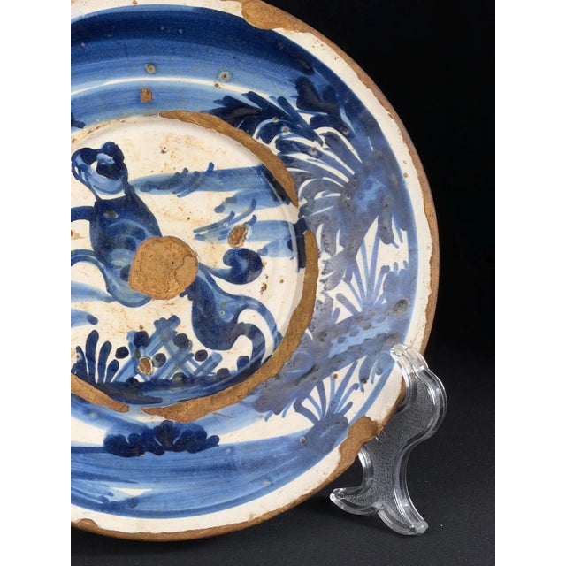 Authentic Catalan majolica plate (Plato de Faixes o Cintes con Liebre), dating to the second half of the 18th century,...