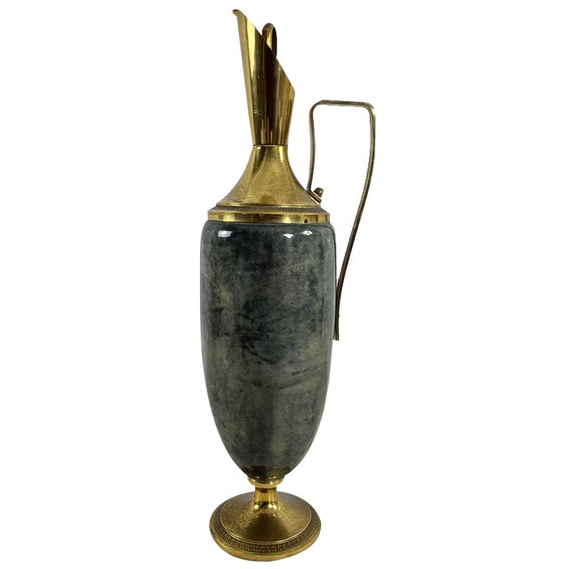 Mid-Century Parchment and Brass Jug attributed to Aldo Tura, 1950s For Sale