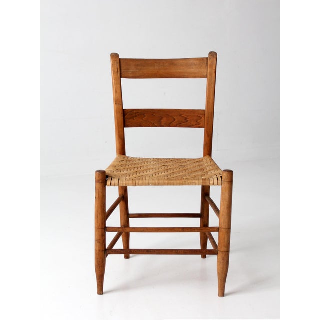 Antique Ladder Back Chair With Woven Splint Seat For Sale - Image 9 of 12