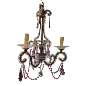 Vintage Bagues Style Amethyst Crystal Tear Drop Chandelier