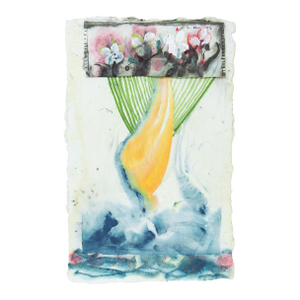 1999 Abstract Floral Watercolor Collage Painting