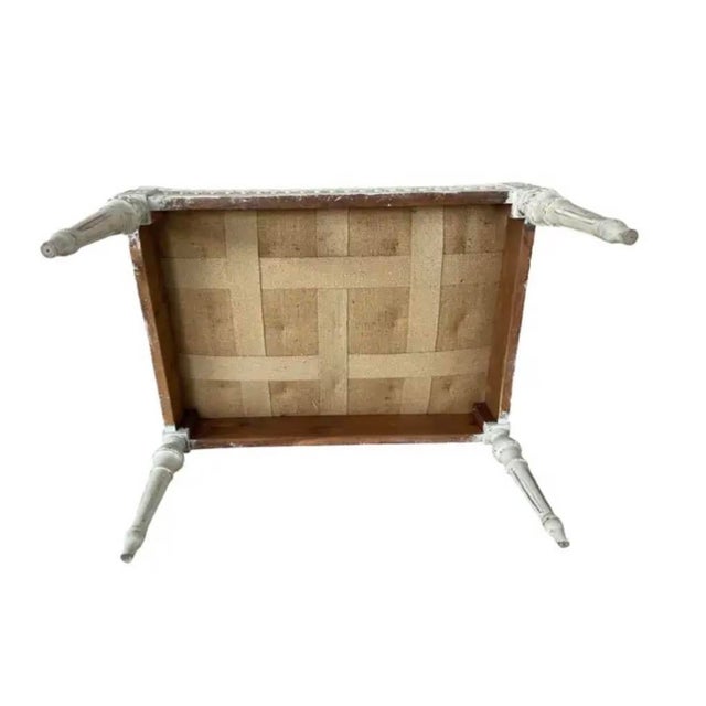 Early 20th Century Antique Gustavian Carved Painted and Upholstered Stool For Sale - Image 5 of 8