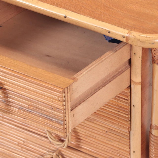 1950s Mid-Century French Four Drawers Rattan Desk For Sale In Philadelphia - Image 6 of 7