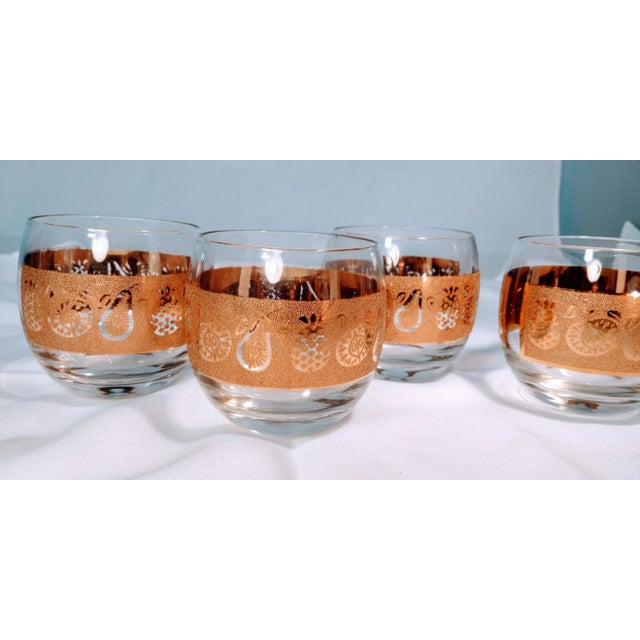 Vintage Culver Roly Poly Gold Glasses Set of 4 For Sale In Fayetteville, AR - Image 6 of 7