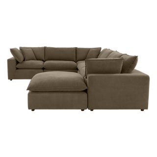 Cali Chocolate Brown Performance Velvet 7-Piece Modular Large Chaise Sectional For Sale