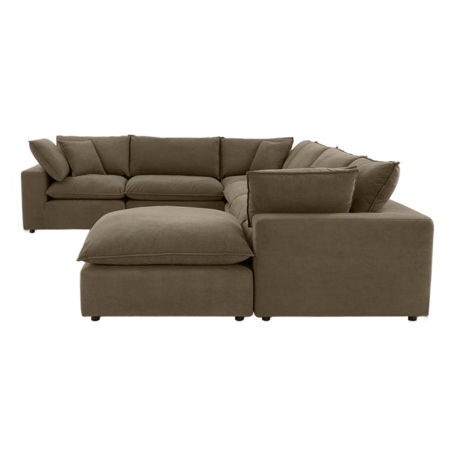 Cali Chocolate Brown Performance Velvet 7-Piece Modular Large Chaise Sectional For Sale