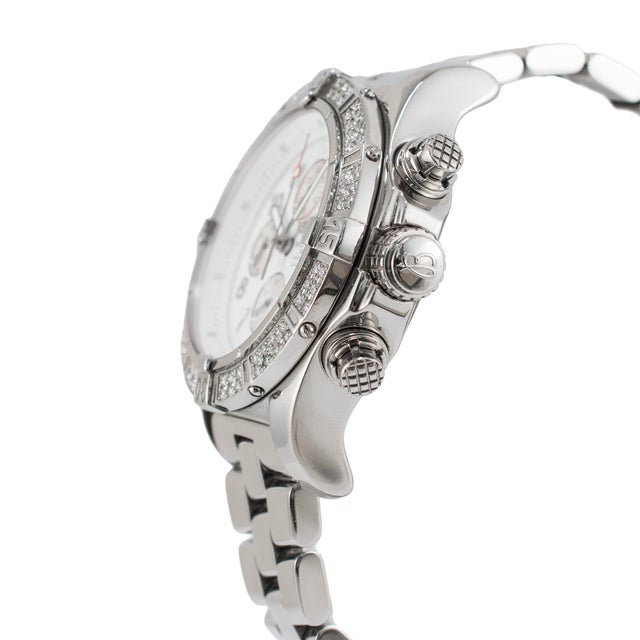 Breitling Breitling Super Avenger 48mm A13370 White Dial Diamond Bezel Chrono Steel Watch For Sale - Image 4 of 10