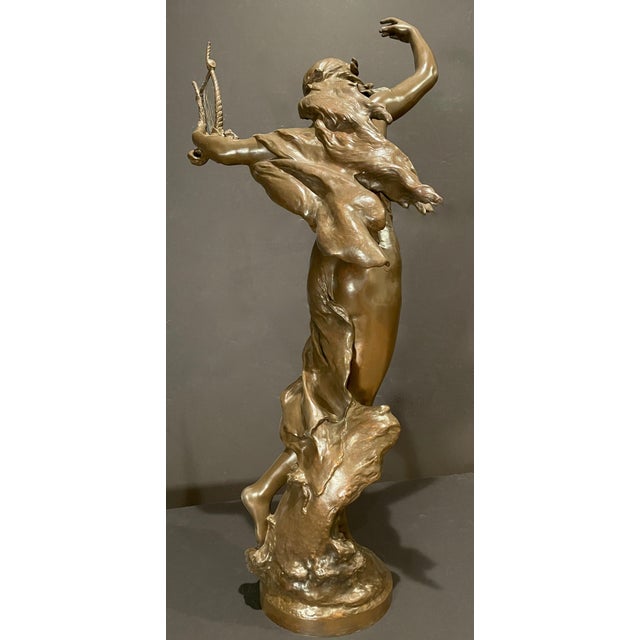 Mathurin Moreau Late 19th Century Bronze Figure of "Danseuse a La Lyre" by Mathurin Moreau For Sale - Image 4 of 10
