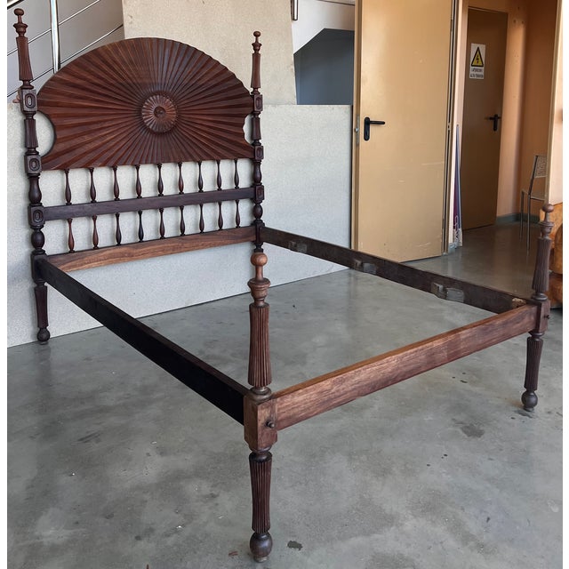 19th Century, Baroque Full Bed, Original Four Fluted Poster Spanish Bed For Sale - Image 6 of 13