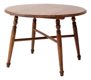 Vintage Round Wood Coffee Table With Turned Legs