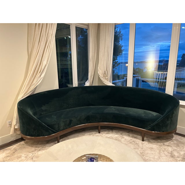 A. Rudin Curved Velvet Sofa For Sale - Image 9 of 10