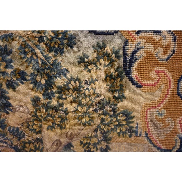 English Mid-18th Century English Biblical Needlepoint With Story of Moses Beingby Bithiah in the Nile. For Sale - Image 3 of 12