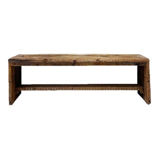Monumental Reclaimed Wood Console Table, Rustic Minimalist Form, 88” For Sale