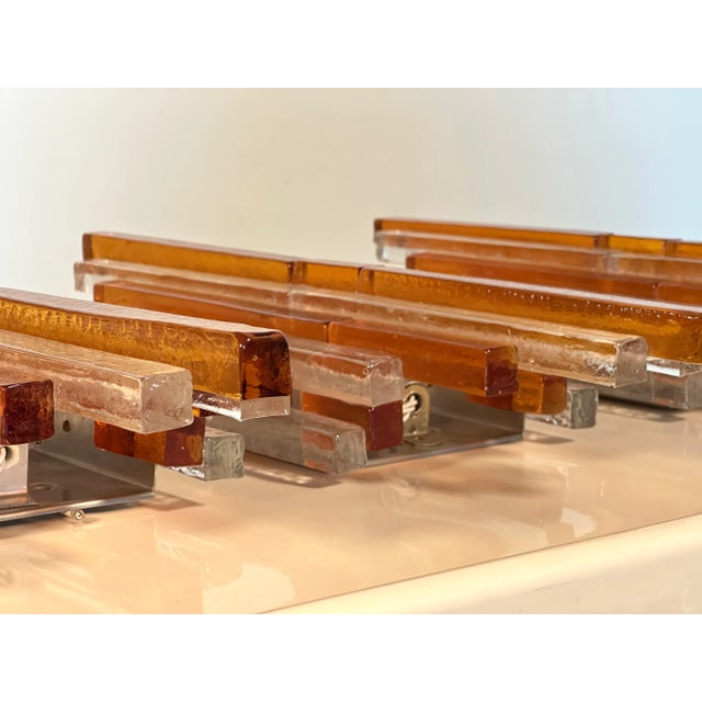 Vintage Glass Wall Lamps by Poliarte, 1970s, Set of 3 For Sale - Image 10 of 17