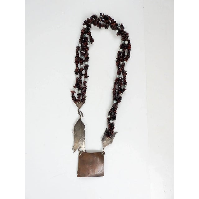Vintage 1991 Artist Made Sterling Copper Agate Necklace & Earrings For Sale - Image 9 of 12