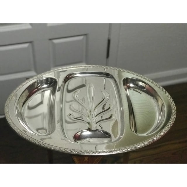 Traditional W.M Rogers & Son Spring Flower 3-Compartment Serving Tray For Sale - Image 3 of 12