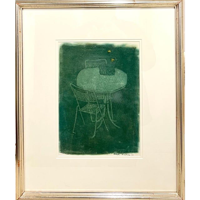 Joseph Solman, Monotype Print Painting Garden Scene Table Chair Joseph Solman American Art WPA, 1980 For Sale - Image 11 of 13