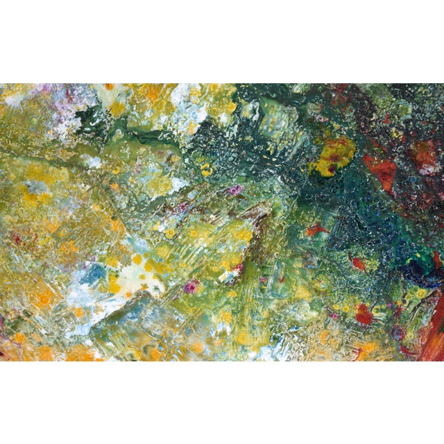 Yellow Green, Yellow, Red - Textured Expressionist Composition in Acrylic on Canvas by Charles David Francis For Sale - Image 8 of 10
