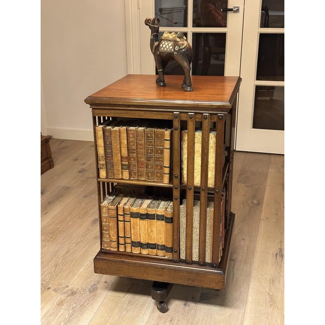 Wood Antique Revolving Bookcase in Mahogany, 1890s For Sale - Image 7 of 10