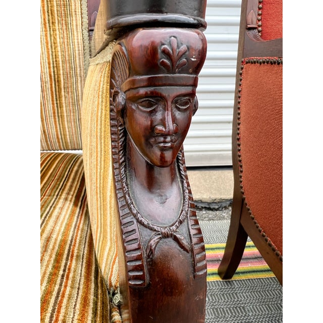 A Very Rare Pair of Carved Mahogany French Empire Fauteuil Arm Chairs attributed to Jacob Freres, Circa 1800 Very nice...