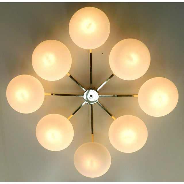 Italian 21st Century Otto Polished Brass Matte White Murano Glass Flush Mount by Fabio LTD For Sale - Image 3 of 4