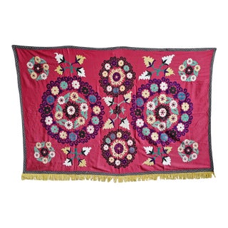 Vintage Suzani Embroidered Textile For Sale