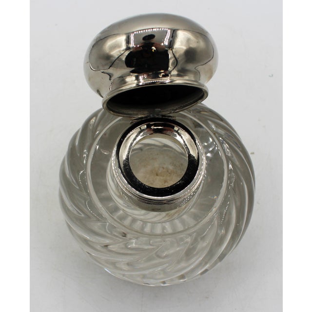 Baccarat 1890-1900 Glass and Silverplate Baccarat Gentlemen's Desk Inkwell For Sale - Image 4 of 4