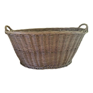 European Wicker Laundry Basket For Sale