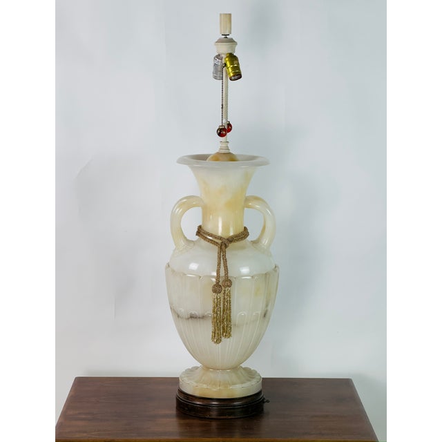 Early 20th Century Monumental Carved Alabaster Neoclassical Lamp For Sale - Image 4 of 7