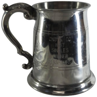 Sheffield England Classic Engraved Pewter Tankard For Sale