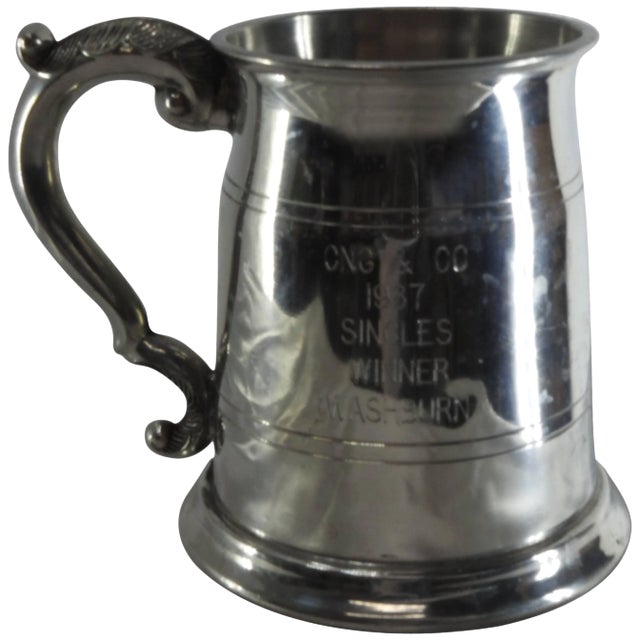 Sheffield England Classic Engraved Pewter Tankard For Sale