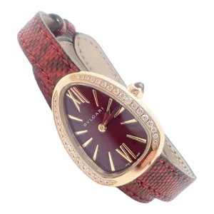Bulgari 18k Rose Gold Diamond Tubogas Red Serpenti Snake Watch + Band + Tool