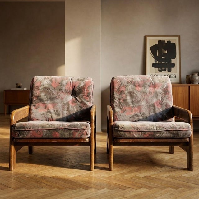 Vintage Armchairs in Wooden Frame, 1970s, Set of 2 For Sale - Image 10 of 10