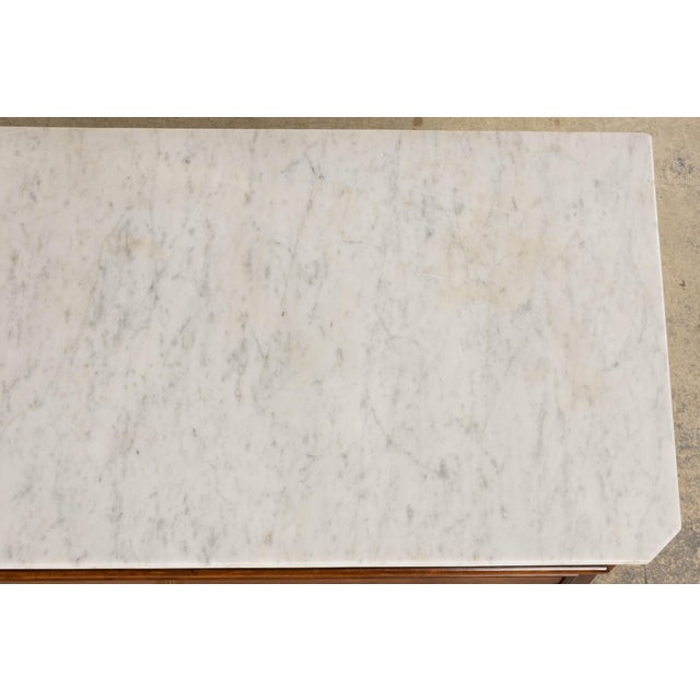 19th Century French Louis Philippe Burl Walnut Commode W/ Carrara Marble For Sale - Image 14 of 18