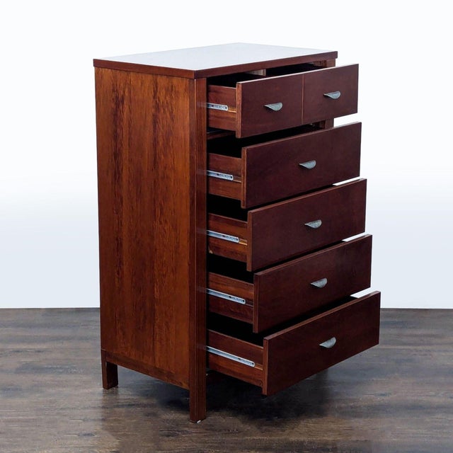 Modern Ligna Furniture 6-Drawer Wooden Dresser - Classic Brown Storage Chest For Sale - Image 3 of 10