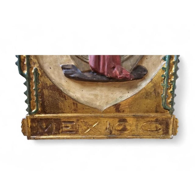 Early 20th Century Commemorative Panel on Mexico Carved, Gilded, and Polychrom, 1920 For Sale - Image 10 of 16