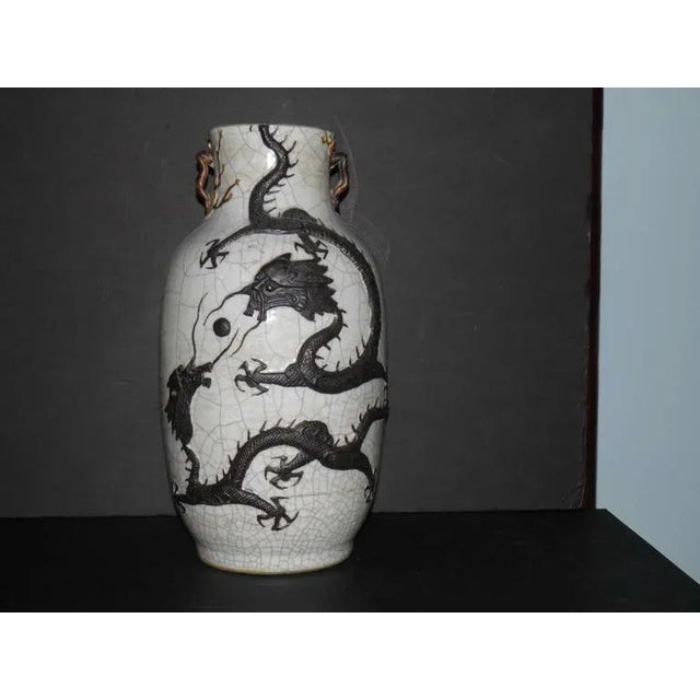 Late 19th Century Chinese Qing Dynasty Celadon Crackleware Dragon Baluster Vase With Provenance For Sale - Image 5 of 7